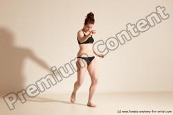 Underwear Martial art Woman White Moving poses Slim medium brown Dynamic poses Academic